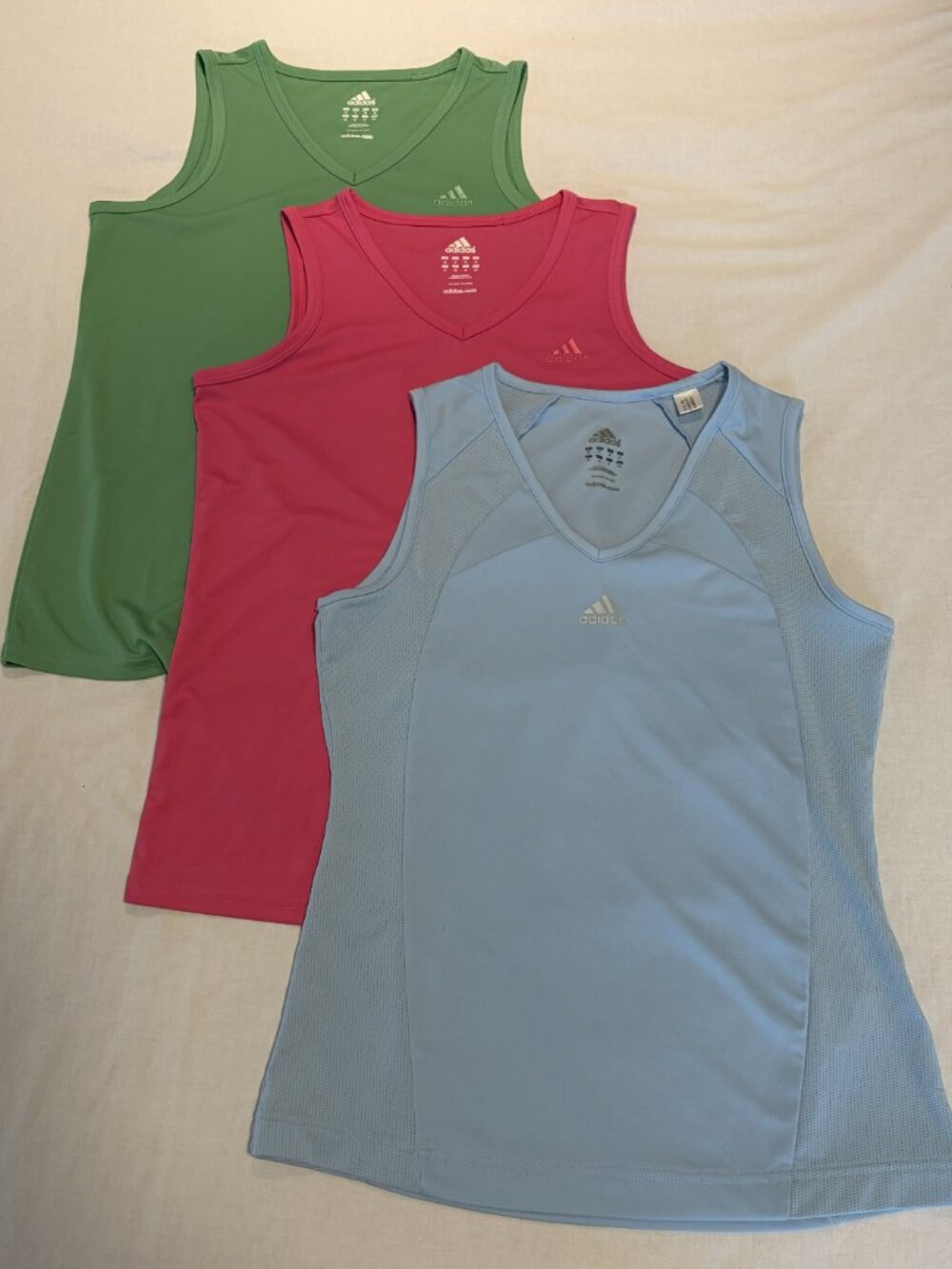 Adidas 3-Pack Women’s Tank Tops Size S Pink Green Blue Workout